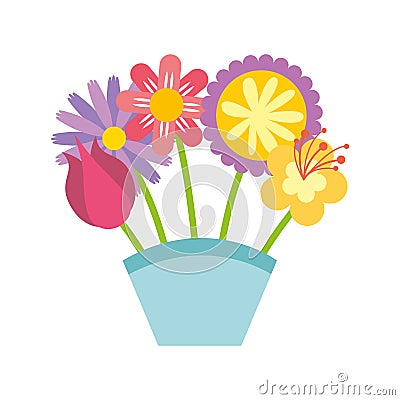 Cute bouquet of flowers nature icon Vector Illustration