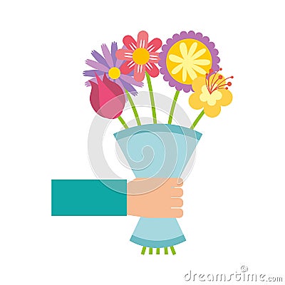 Cute bouquet of flowers nature icon Vector Illustration