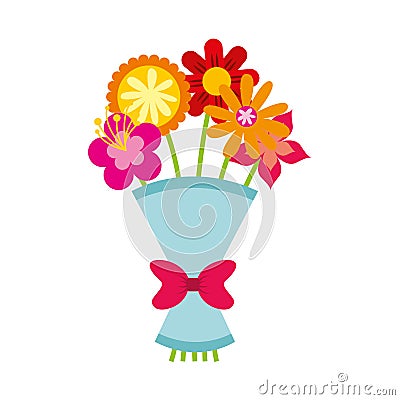 Cute bouquet of flowers nature icon Vector Illustration