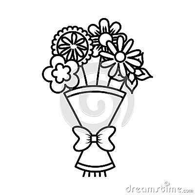 Cute bouquet of flowers nature icon Vector Illustration