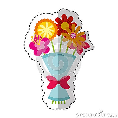 Cute bouquet of flowers nature icon Vector Illustration