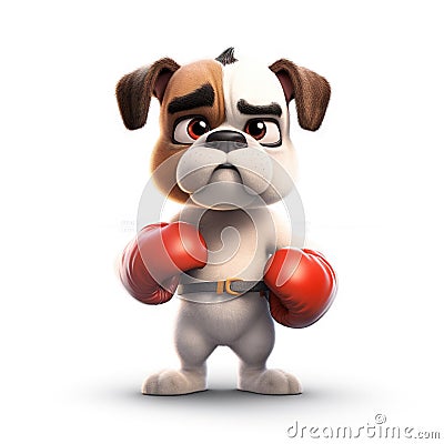 Cute Boxer dog - generative AI, AI generated Stock Photo