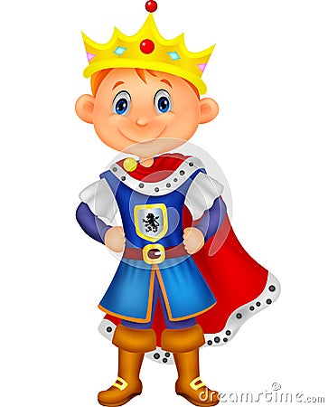 Cute boy cartoon with king costume Vector Illustration