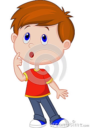 Cute boy cartoon thinking Vector Illustration