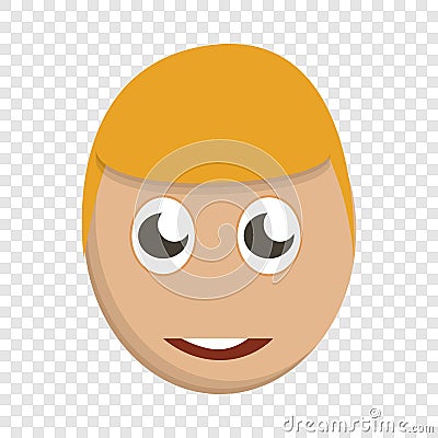 Cute boy face icon, cartoon style Vector Illustration