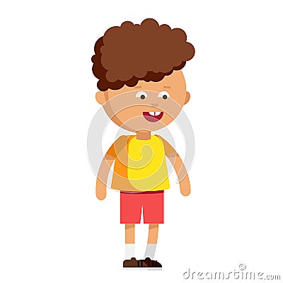 Cute boy have fun in white background. Vector Illustration