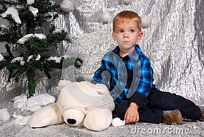 Cute boy kid christmas Stock Photo