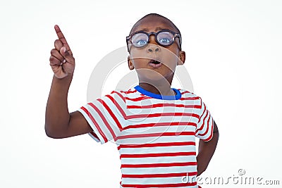 Cute boy shaking finger saying no to the camera Stock Photo