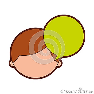 Cute boy with speech bubble character Vector Illustration