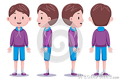 Cute boys character in different poses 04 Cartoon Illustration