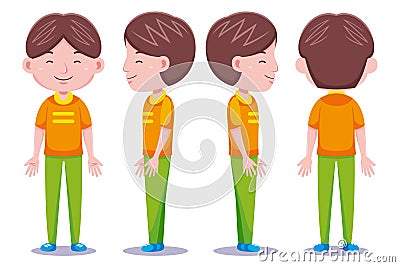 Cute boys character in different poses 03 Cartoon Illustration