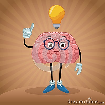 Cute brain cartoon Vector Illustration