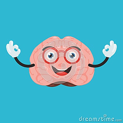 Cute brain character Vector Illustration