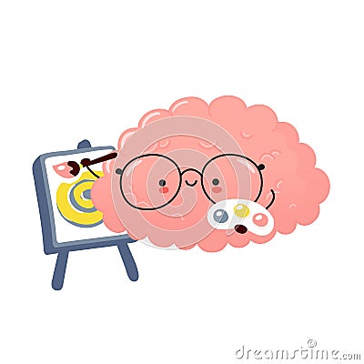 Cute brain organ paint. Vector Vector Illustration