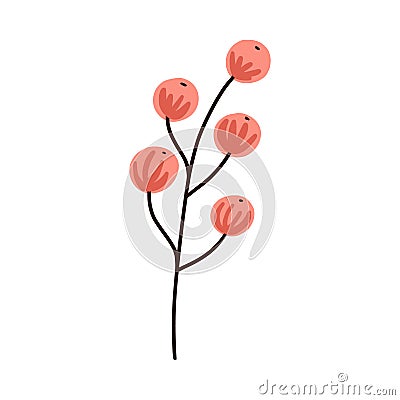 cute branch with leafs decorative icon Vector Illustration