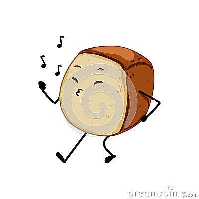 cute bread character cartoon vector illustration Cartoon Illustration