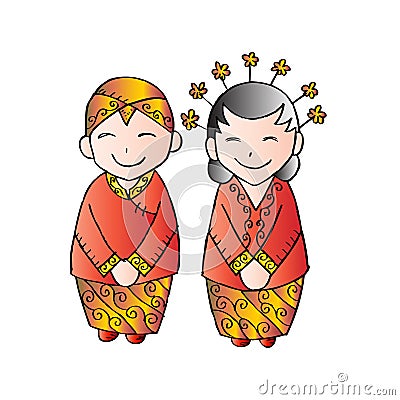 Cute bridal couple java. Stock Photo