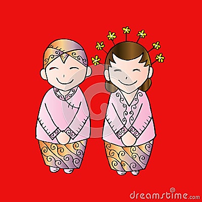 Cute bridal couple java. Stock Photo