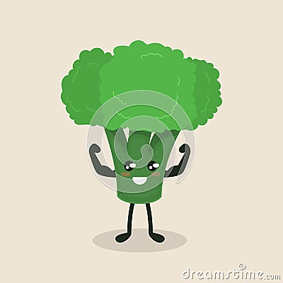Cute broccoli healthy vegetable mascot design Cartoon Illustration