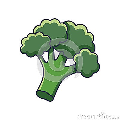 Cute Broccoli cartoon icon illustration. Food vegitable flat icon concept isolated Vector Illustration