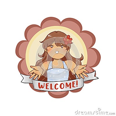 cute brown hair girl Welcome Stock Photo