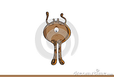 Cute brown monster Upset. Vector Illustration