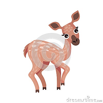 Cute Brown Spotted Deer as Herbivore Forest Animal Vector Illustration Vector Illustration