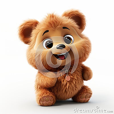 Cute Teddy Bear 3d Clay Render With Cheerful Colors Stock Photo