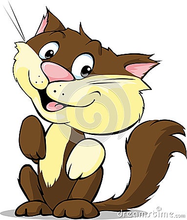 cute brown vector cat illustration sitting isolated Vector Illustration