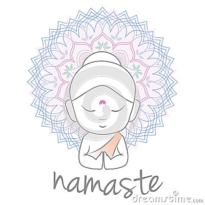 Cute Buddha sending greetings Vector Illustration