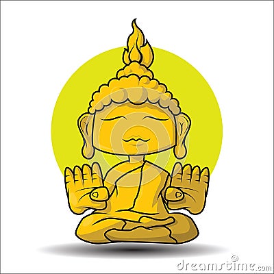 Cute Buddha statue cartoon Stock Photo