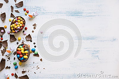 cute bunnies near easter sweets. High quality photo Stock Photo