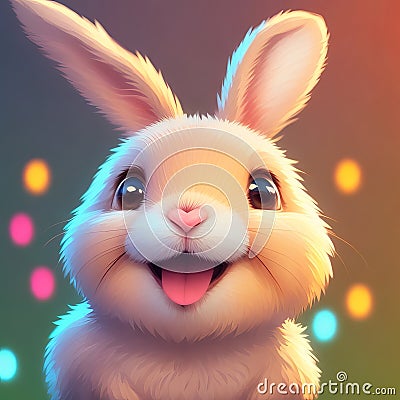 Cute bunny with floppy ears and a joyful expression. Stock Photo