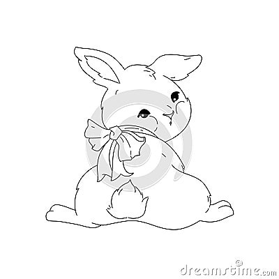 Cute bunny line art. Simple hipster rabbit drawing Vector Illustration