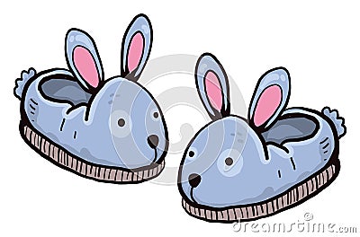 Cute bunny slippers, illustration, vector Vector Illustration