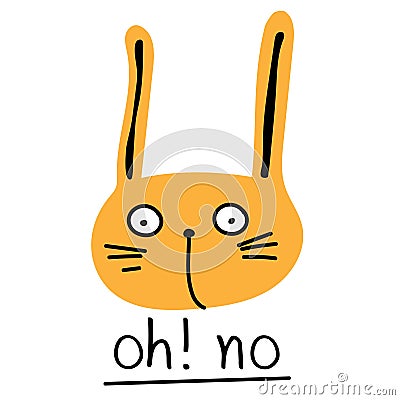 Cute Bunny. Vector Illustration With Orange Rabbit. Vector Illustration