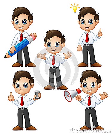 Cute businessman cartoon set Vector Illustration