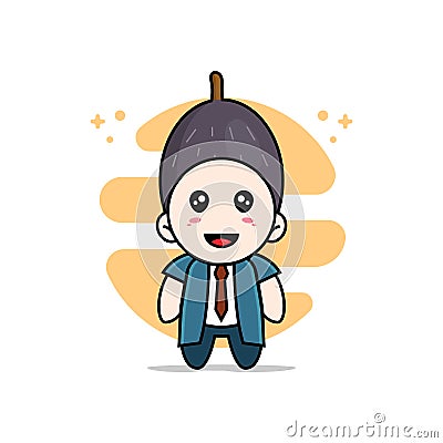 Cute businessman character wearing velvet costume Vector Illustration