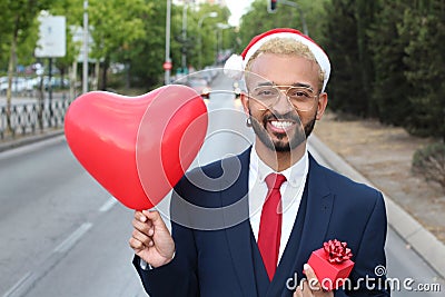 Cute businessman during Christmas season Stock Photo