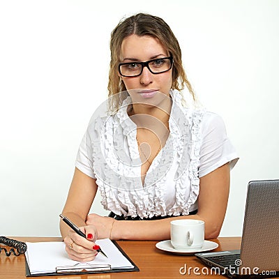 Cute businesswoman planning work Stock Photo