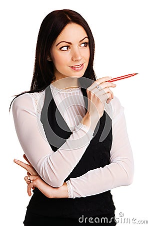 Cute businesswoman pointing with a marker Stock Photo