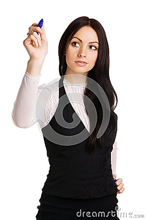 Cute businesswoman writing with a marker Stock Photo