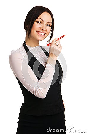 Cute businesswoman writing with a marker Stock Photo