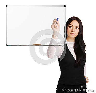 Cute businesswoman writing with a marker Stock Photo