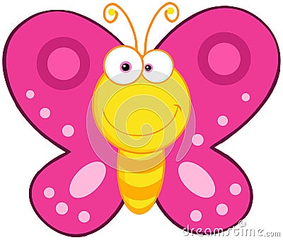 Cute Butterfly Cartoon Character Vector Illustration