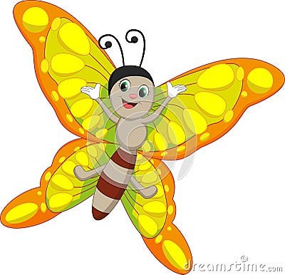 Cute butterfly cartoon Vector Illustration