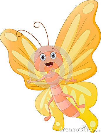 Cute butterfly cartoon Vector Illustration