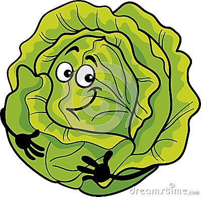 Cute cabbage vegetable cartoon illustration Vector Illustration