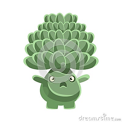 Cute cactus with frightened face. Cartoon vector Illustration Vector Illustration