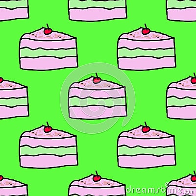 Cute cakes sweety cherry seamles repeat pattern Stock Photo